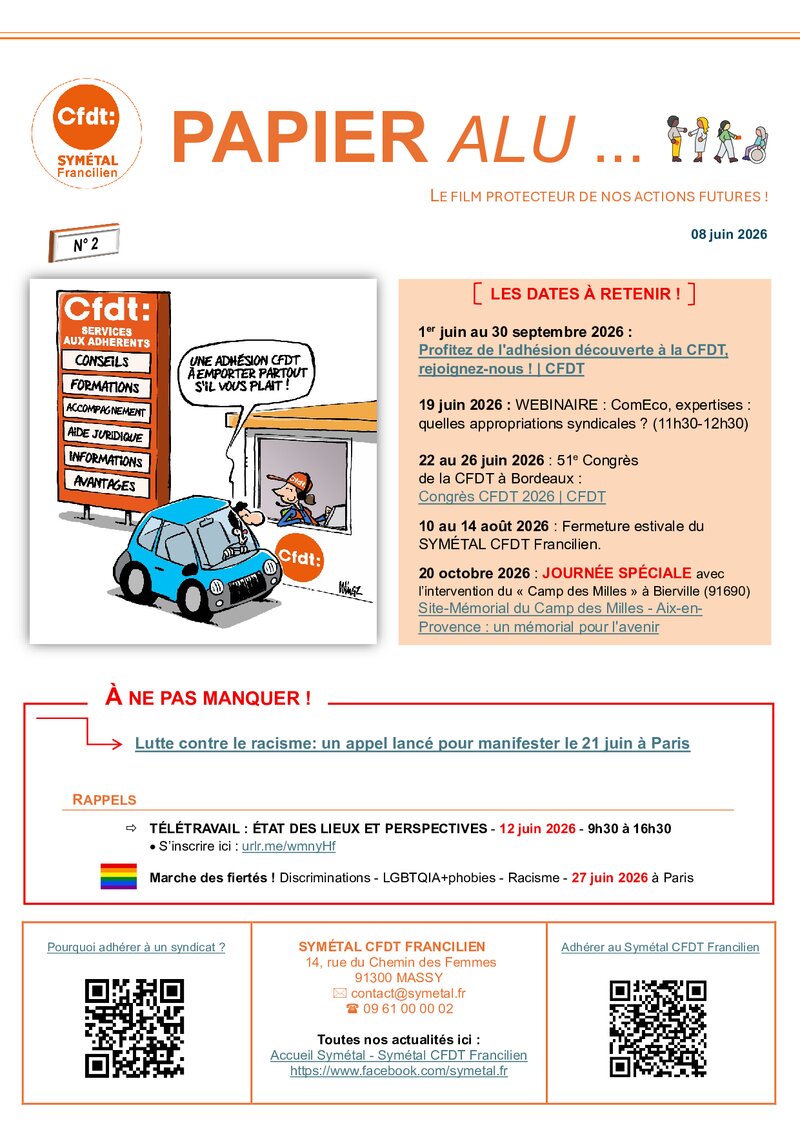 "PAPIER ALU" n°2 du SYMÉTAL CFDT FRANCILIEN